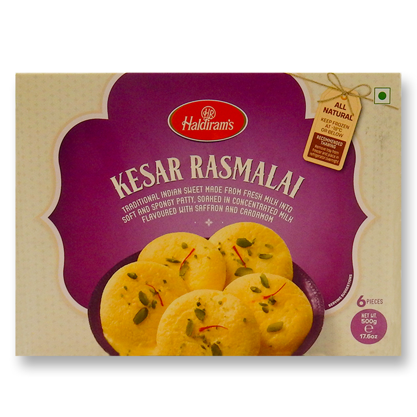 Haldiram's Kesar Rasmalai (Frozen) 500 Gm.