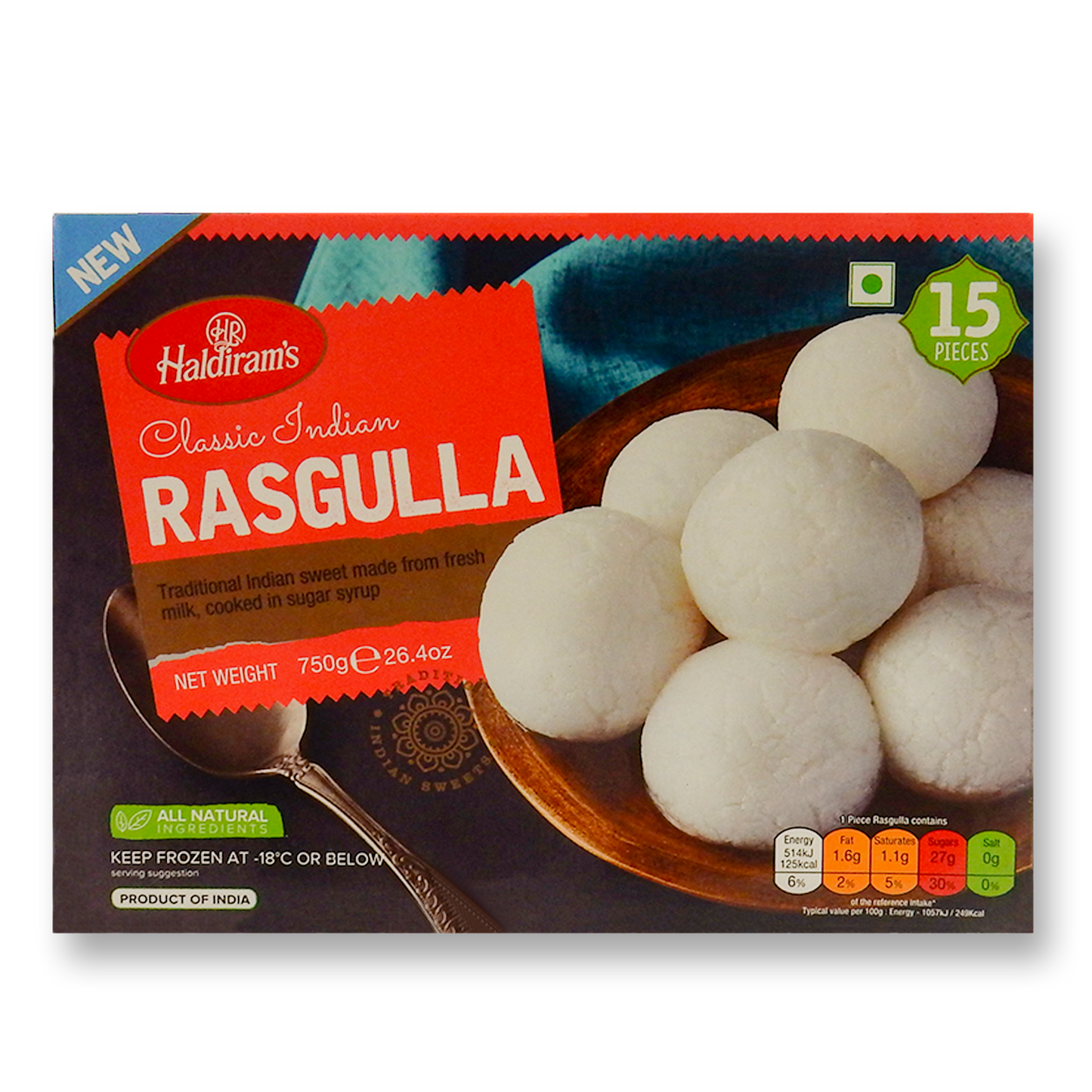 Haldiram Rasgulla (Frozen) 750 gm.