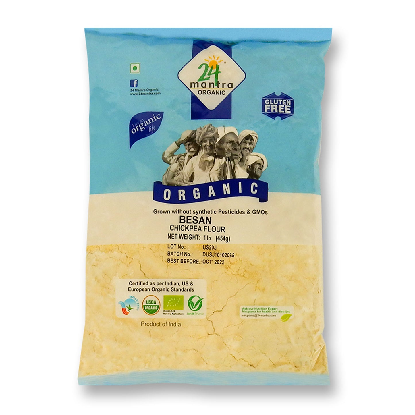 24 Mantra Organic Besan Flour 1 Lb.