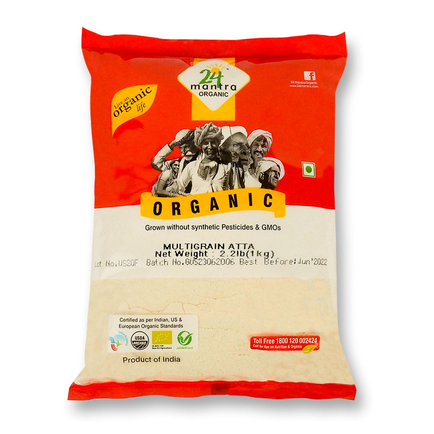 24 Mantra Organic Multi-Grain Atta 2.2 Lb.