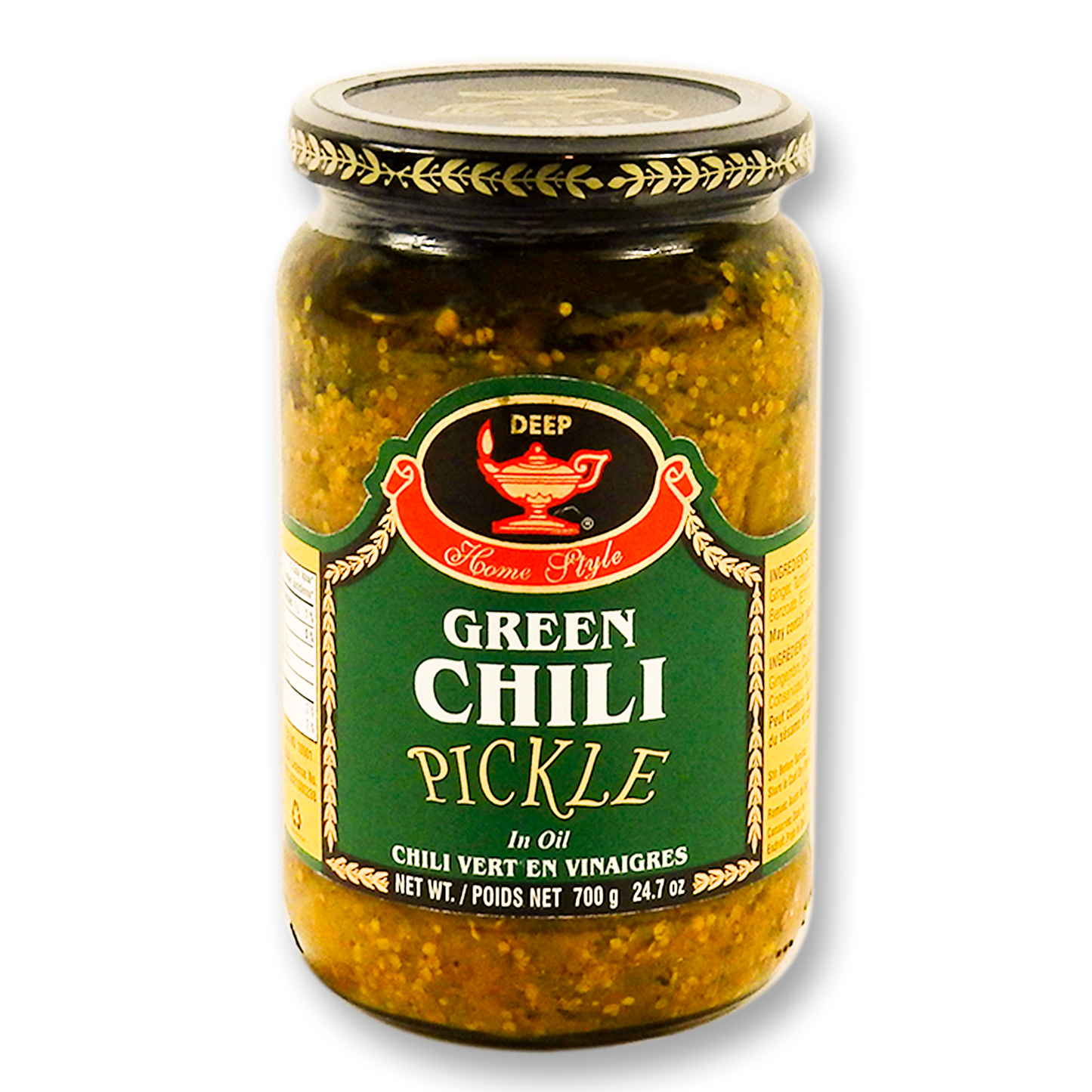 Deep Green Chilli Pickle 10 Oz.